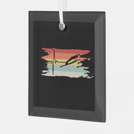 Ski Jumping Retro Ornament Aus Glas (Vorderseite links)