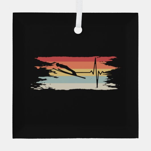 Ski Jumping Retro Ornament Aus Glas (Rückseite)