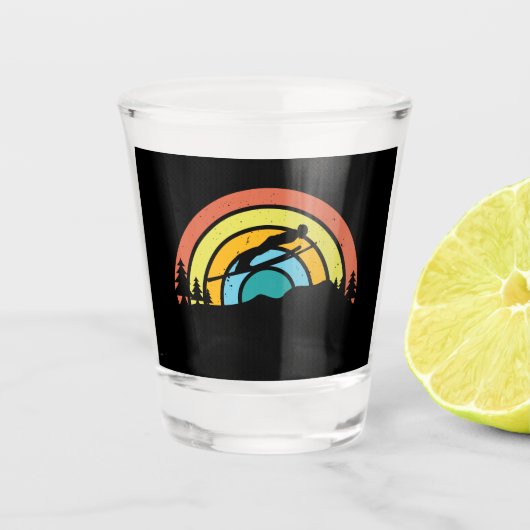 Ski Jumping Retro Schnapsglas (Vorderseite)