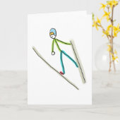 Ski Jumping Stickman Karte (Gelbe Blume)