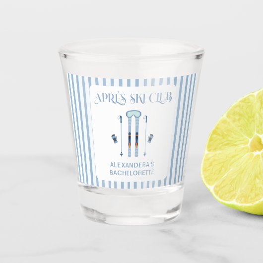 Ski Junggeselinnen-Abschied Blue Winter Apres Schnapsglas (Vorderseite)