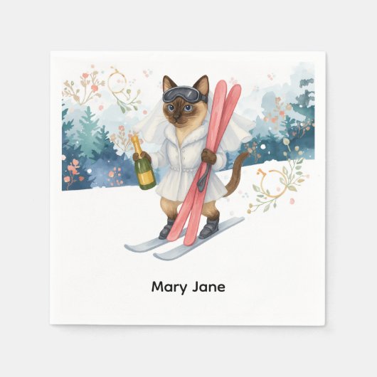 Ski Junggeselinnen-Abschied Bridge auf der Piste N Serviette (Vorderseite)