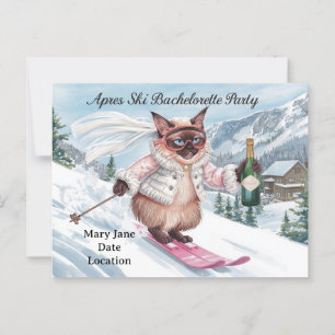 Ski-Junggesellinnen-Abschiedsparty für Katzenliebh Postkarte