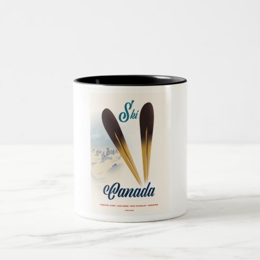 Ski Kanada Zweifarbige Tasse (Mittel)