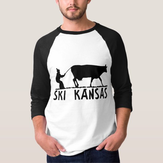 Ski Kansas - Schwarz T-Shirt (Vorderseite)