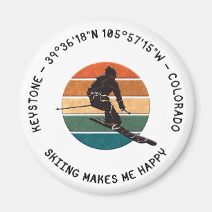 Ski Keystone, Colorado - Man Skier, Schwarzer Text Magnet