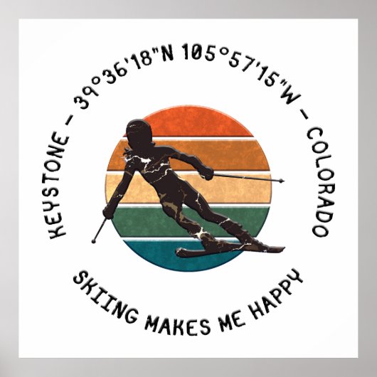 Ski Keystone, Colorado - Skierin, Schwarzer Text Poster (Vorne)
