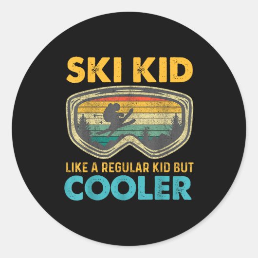 Ski Kid Like A Regular Kid But Cooler Skiing Lover Runder Aufkleber (Vorderseite)