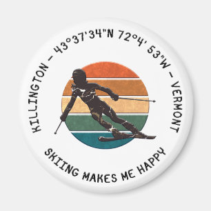 Ski Killington, Vermont - Frau Skier, Schwarzer Te Magnet