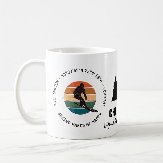 Ski Killington, Vermont - Man Skier, Schwarzer Tex Kaffeetasse (Links)