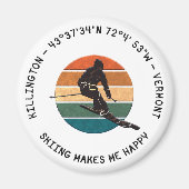 Ski Killington, Vermont - Man Skier, Schwarzer Tex Magnet (Vorne)