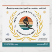 Ski Killington, Vermont - Man Skier, Schwarzer Tex Schaumweinetikett (Einzelnes Label)