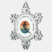 Ski Killington, Vermont - Man Skier, Schwarzer Tex Schneeflocken Zinn-Ornament (Rechts)