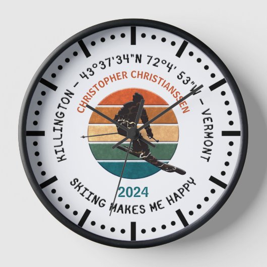 Ski Killington, Vermont - Man Skier, Schwarzer Tex Uhr (Vorderseite)