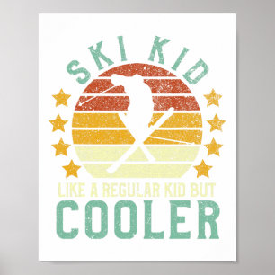 Ski-Kinder Lustige junge Vintage-Skifahrer und Ski Poster