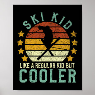 Ski-Kinder Lustige Junge Vintage-Skifahrer Und Ski Poster