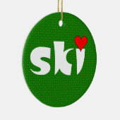 Ski-Kleines Herz Keramik Ornament (Rechts)