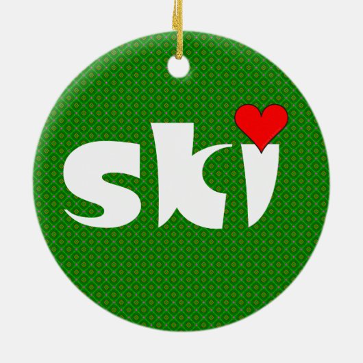 Ski-Kleines Herz Keramik Ornament (Hinten)