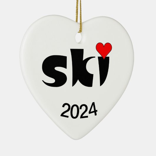 Ski-Kleines Herz Keramik Ornament (Rechts)