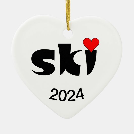 Ski-Kleines Herz Keramik Ornament (Vorne)