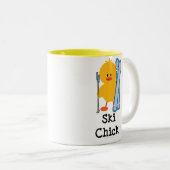 Ski-Küken-Tasse Zweifarbige Tasse (VorderseiteRechts)