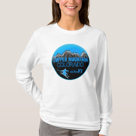 Ski-Kunst Hoodie kupferner Gebirgscolorados blauer T-Shirt (Vorderseite)