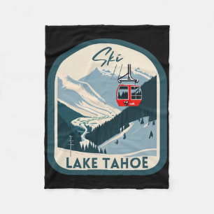 Ski Lake Tahoe Retro Vintage Stil Lake Tahoe Skifa Fleecedecke
