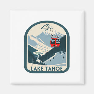 Ski Lake Tahoe Retro Vintager Style Lake Tahoe Ski Magnet