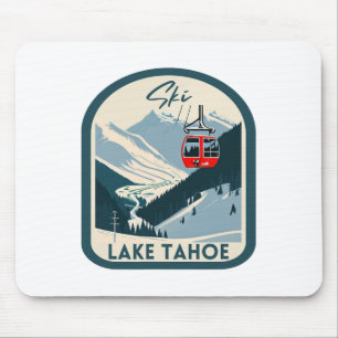 Ski Lake Tahoe Retro Vintager Style Lake Tahoe Ski Mousepad