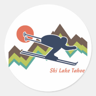 Ski Lake Tahoe Runder Aufkleber