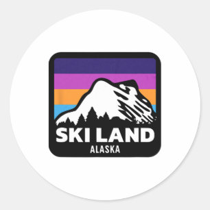 Ski Land Fairbanks Alaska Skifahren Snowboarden Fa Runder Aufkleber