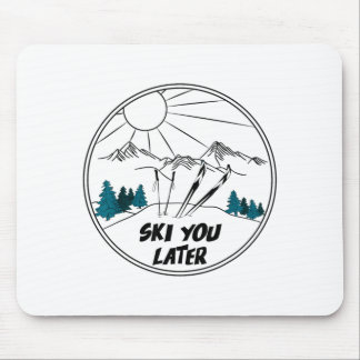Ski later winter sports vintage powder snow skiing mousepad