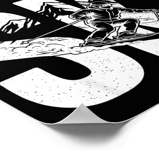 Ski Life Comes First Funny Skiing Graphic Mountain Poster (Ecke)
