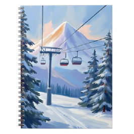 Ski Lift | Berg Winter Aquarell Skifahren Notizblock