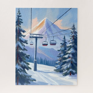 Ski Lift   Berg Winter Aquarell Skifahren Puzzle