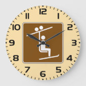 Ski Lift Symbol Rustic Winter Sports Icon Große Wanduhr (Vorderseite)
