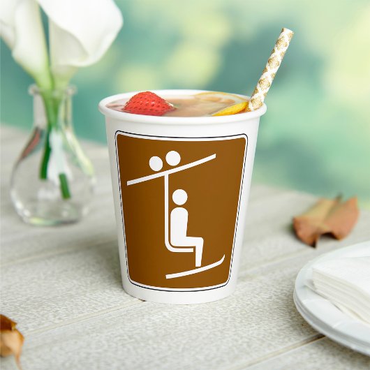 Ski Lift Symbol Rustic Winter Sports Icon Pappbecher