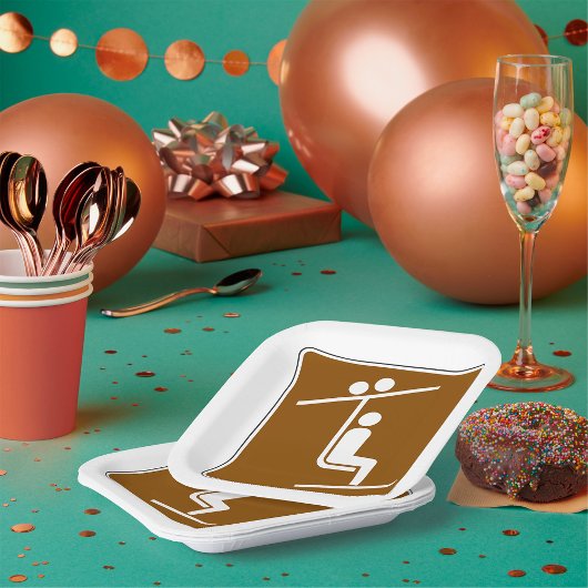 Ski Lift Symbol Rustic Winter Sports Icon Pappteller