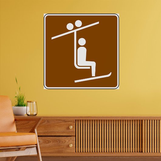 Ski Lift Symbol Rustic Winter Sports Icon Poster