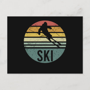 Ski Lustig Cooler Skifahrer Retro Vintage Skifahre Postkarte