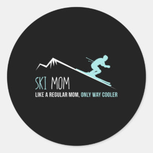 Ski-Mama Lustiges Süßes Winter-Ski-Geschenk Runder Aufkleber