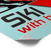 SKI MIT HERZPOSTER POSTER (Ecke)
