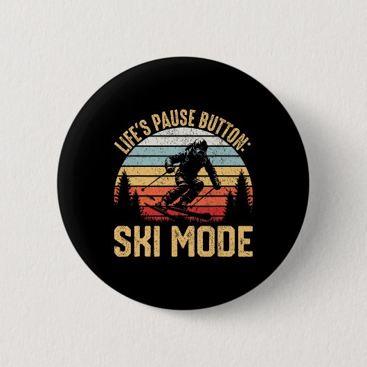 Ski-Modus-Pause-Taste des Lebens Retro-Skifahren Button (Vorderseite)