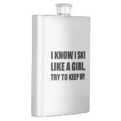 Ski mögen Mädchen-Power lustig Flachmann (Rechts)