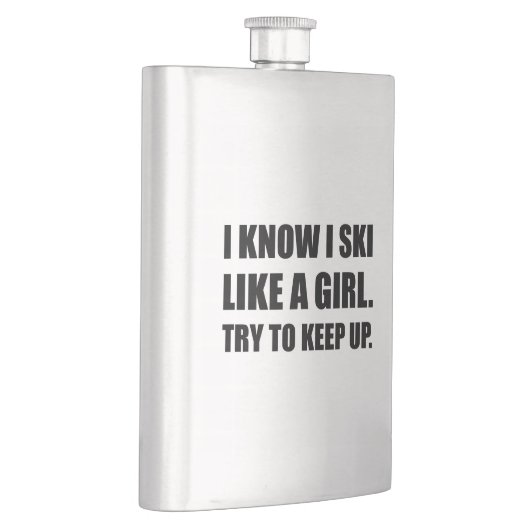 Ski mögen Mädchen-Power lustig Flachmann (Rechts)