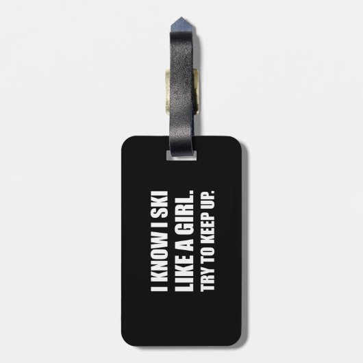Ski mögen Mädchen-Power lustig Gepäckanhänger (Rückseite vertikal)