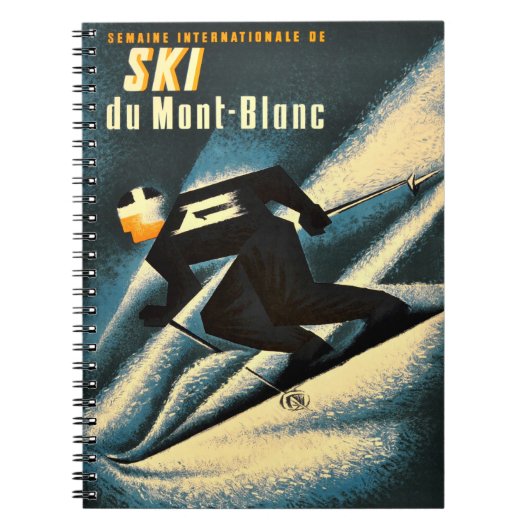 Ski Mont Blanc 1951 Vintages französisches Skiplak Notizblock (Vorderseite)