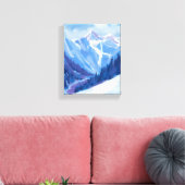 Ski Mountain | Blue Watercolor Mountain Range Leinwanddruck (Insitu (Wohnzimmer))