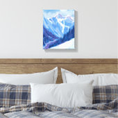 Ski Mountain | Blue Watercolor Mountain Range Leinwanddruck (Insitu (Schlafzimmer))