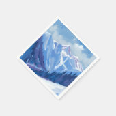 Ski Mountain | Blue Watercolor Mountain Range Serviette (Ecke)